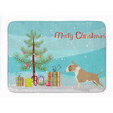 Caroline'S Treasures Fawn And White Bull Terrier Christmas Tree Machine Washable Memory Foam Mat Doormats, Multicolor