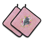 Caroline'S Treasures Ck4125Pthd Cane Corso Pink Flowers Pair Of Pot Holders Potholders, Multicolor