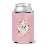 Caroline'S Treasures Ck4127Cc Long Hair Chihuahua Pink Flowers Can Or Bottle Hugger Cold-Beverage-Koozies, 12 Oz, Multicolor