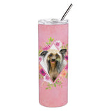 Caroline'S Treasures Chinese Crested Pink Flowers Double Walled Stainless Steel 20 Oz Skinny Travel-Insulated-Tumblers, Multic