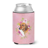Caroline'S Treasures Ck4134Cc Dachshund Red #1 Pink Flowers Can Or Bottle Hugger Cold-Beverage-Koozies, 12 Oz, Multicolor