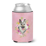 Caroline'S Treasures Eastern German Shepherd Pink Flowers Can Or Bottle Hugger Cold-Beverage-Koozies, 12 Oz, Multicolor