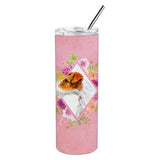Caroline'S Treasures Jack Russell #2 Pink Flowers Stainless Steel 20 Oz Skinny Travel-Insulated-Tumblers, Multicolor