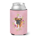 Caroline'S Treasures Ck4145Cc German Boxer Pink Flowers Can Or Bottle Hugger Cold-Beverage-Koozies, 12 Oz, Multicolor