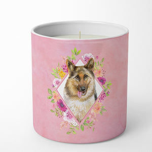 German Shepherd #1 Pink Flowers 10 Oz Decorative Soy Candle Ck4146Cdl