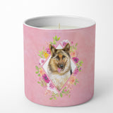German Shepherd #1 Pink Flowers 10 Oz Decorative Soy Candle Ck4146Cdl