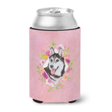 Caroline'S Treasures Ck4151Cc Siberian Husky #1 Pink Flowers Can Or Bottle Hugger Cold-Beverage-Koozies, 12 Oz, Multicolor