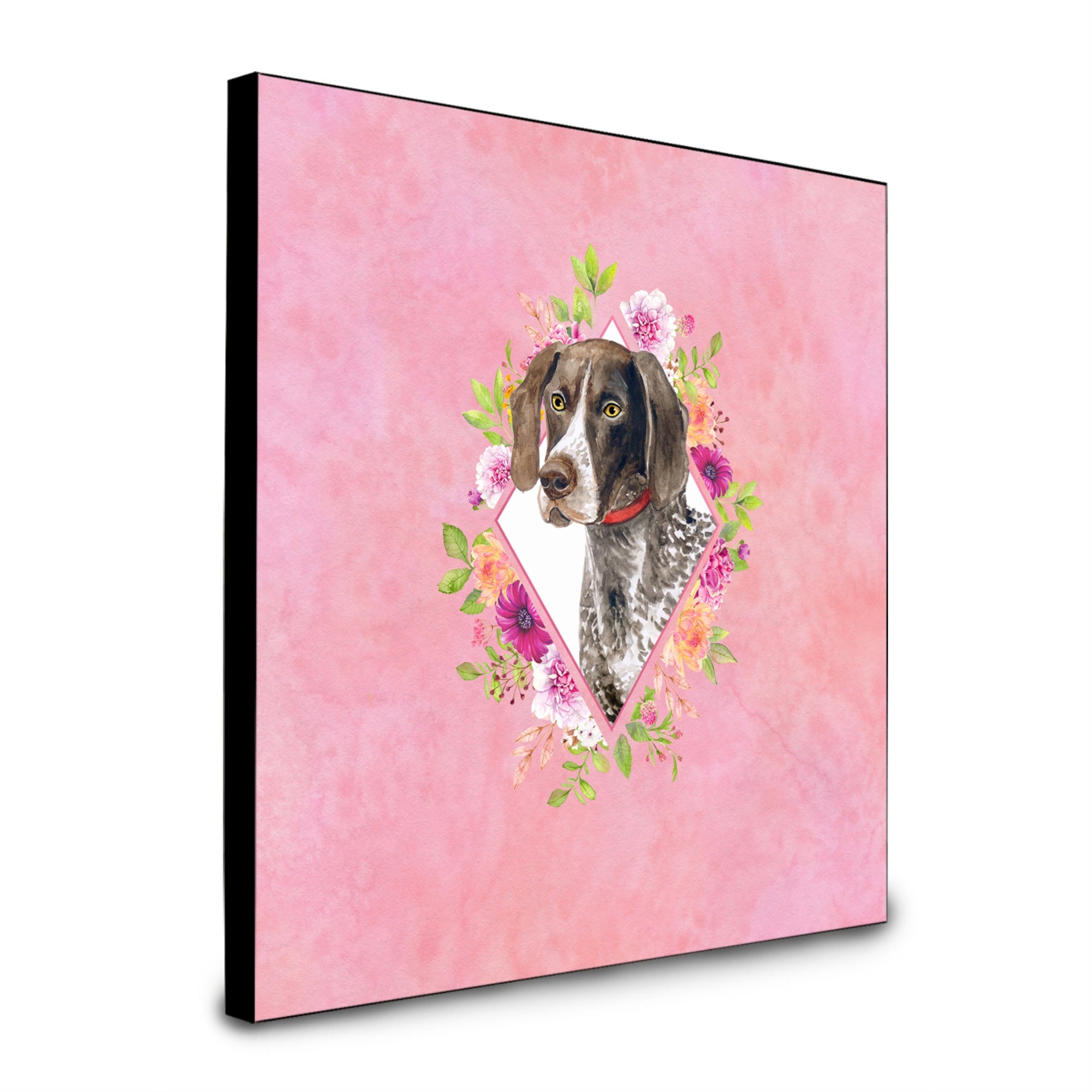 Caroline'S Treasures German Shorthaired Pointer Pink Flowers Artwork Panel Wall-Decor, Multicolor