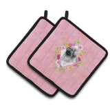 Caroline'S Treasures Ck4162Pthd Moscow Watchdog Pink Flowers Pair Of Pot Holders Potholders, Multicolor