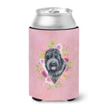 Caroline'S Treasures Ck4176Cc Russian Black Terrier Pink Flowers Can Or Bottle Hugger Cold-Beverage-Koozies, 12 Oz, Multicolor