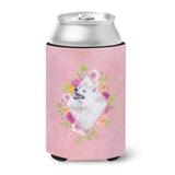 Caroline'S Treasures Ck4177Cc Samoyed Pink Flowers Can Or Bottle Hugger Cold-Beverage-Koozies, 12 Oz, Multicolor