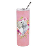 Caroline'S Treasures Sealyham Terrier Pink Flowers Double Walled Stainless Steel 20 Oz Skinny Travel-Insulated-Tumblers, Multi