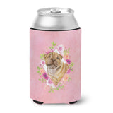 Caroline'S Treasures Ck4181Cc Shar Pei Pink Flowers Can Or Bottle Hugger Cold-Beverage-Koozies, 12 Oz, Multicolor