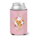 Caroline'S Treasures Ck4190Cc Toy Terrier Pink Flowers Can Or Bottle Hugger Cold-Beverage-Koozies, 12 Oz, Multicolor