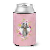 Caroline'S Treasures Ck4191Cc Weimaraner Pink Flowers Can Or Bottle Hugger Cold-Beverage-Koozies, 12 Oz, Multicolor