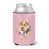 Caroline'S Treasures Ck4192Cc Welsh Terrier Pink Flowers Can Or Bottle Hugger Cold-Beverage-Koozies, 12 Oz, Multicolor