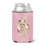 Caroline'S Treasures Ck4197Cc Yorkie Pink Flowers Can Or Bottle Hugger Cold-Beverage-Koozies, 12 Oz, Multicolor