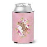 Caroline'S Treasures Ck4207Cc Dachshund Pink Flowers Can Or Bottle Hugger Cold-Beverage-Koozies, 12 Oz, Multicolor