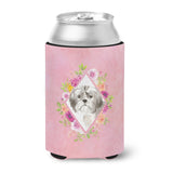 Caroline'S Treasures Ck4211Cc Shih Tzu Puppy Pink Flowers Can Or Bottle Hugger Cold-Beverage-Koozies, 12 Oz, Multicolor