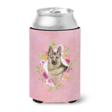 Caroline'S Treasures Ck4237Cc German Shepherd Pink Flowers Can Or Bottle Hugger Cold-Beverage-Koozies, 12 Oz, Multicolor