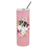 Caroline'S Treasures English Pointer Pink Flowers Double Walled Stainless Steel 20 Oz Skinny Travel-Insulated-Tumblers, Multic