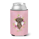 Caroline'S Treasures Ck4251Cc Chocolate Labrador Pink Flowers Can Or Bottle Hugger Cold-Beverage-Koozies, 12 Oz, Multicolor
