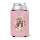 Caroline'S Treasures Ck4259Cc Bloodhound Pink Flowers Can Or Bottle Hugger Cold-Beverage-Koozies, 12 Oz, Multicolor