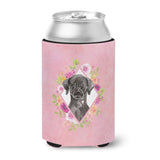 Caroline'S Treasures Ck4261Cc Black Labrador Pink Flowers Can Or Bottle Hugger Cold-Beverage-Koozies, 12 Oz, Multicolor