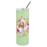 Caroline'S Treasures Afghan Hound Green Flowers Double Walled Stainless Steel 20 Oz Skinny Travel-Insulated-Tumblers, Multicol