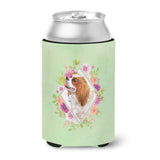 Caroline'S Treasures Cavalier King Charles Spaniel Green Flowers Can Or Bottle Hugger Cold-Beverage-Koozies, 12 Oz, Multicolor
