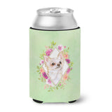 Caroline'S Treasures Ck4287Cc Long Hair Chihuahua Green Flowers Can Or Bottle Hugger Cold-Beverage-Koozies, 12 Oz, Multicolor,