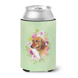 Caroline'S Treasures Ck4294Cc Dachshund Red #1 Green Flowers Can Or Bottle Hugger Cold-Beverage-Koozies, 12 Oz, Multicolor