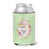 Caroline'S Treasures Ck4308Cc Red Siberian Husky Green Flowers Can Or Bottle Hugger Cold-Beverage-Koozies, 12 Oz, Multicolor