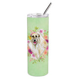 Caroline'S Treasures Irish Wolfhound Green Flowers Double Walled Stainless Steel 20 Oz Skinny Travel-Insulated-Tumblers, Multi
