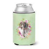 Caroline'S Treasures German Shorthaired Pointer Green Flowers Can Or Bottle Hugger Cold-Beverage-Koozies, 12 Oz, Multicolor