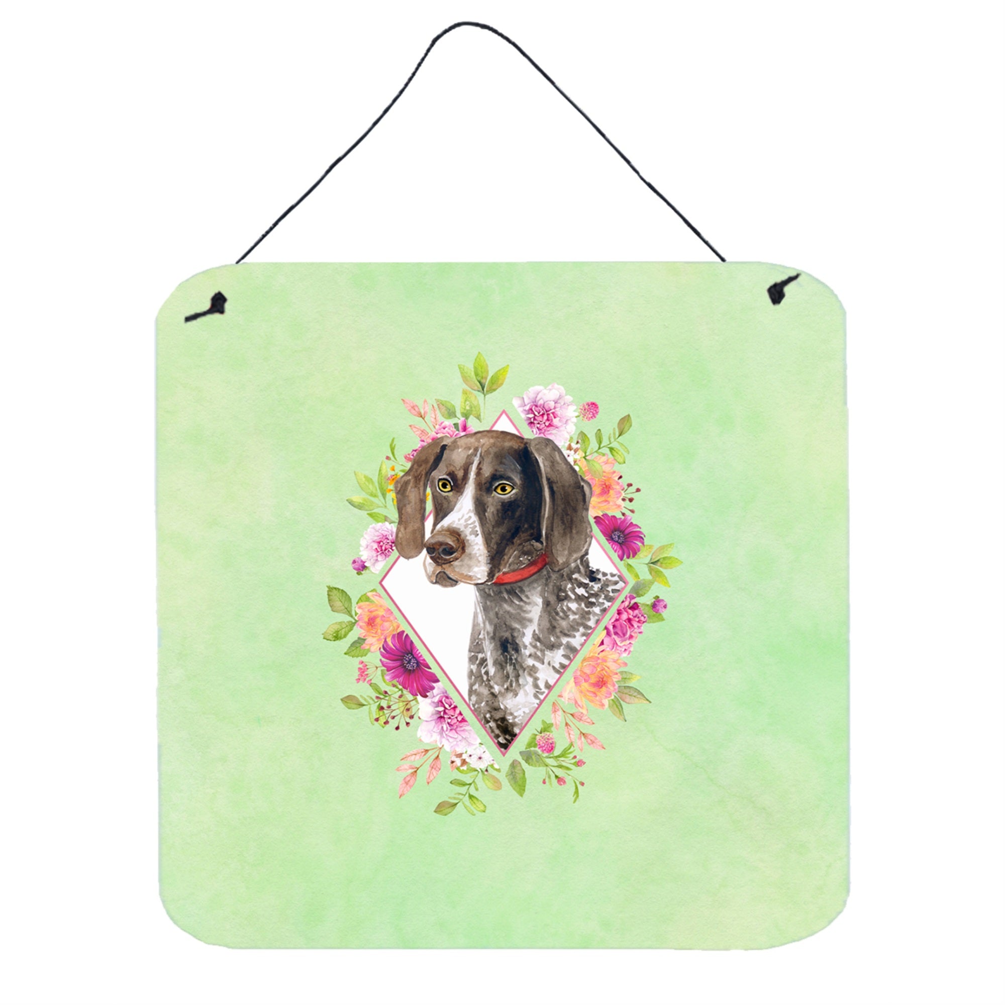 Caroline'S Treasures German Shorthaired Pointer Green Flowers Door Hanging Prints Wall-Decor, Multicolor