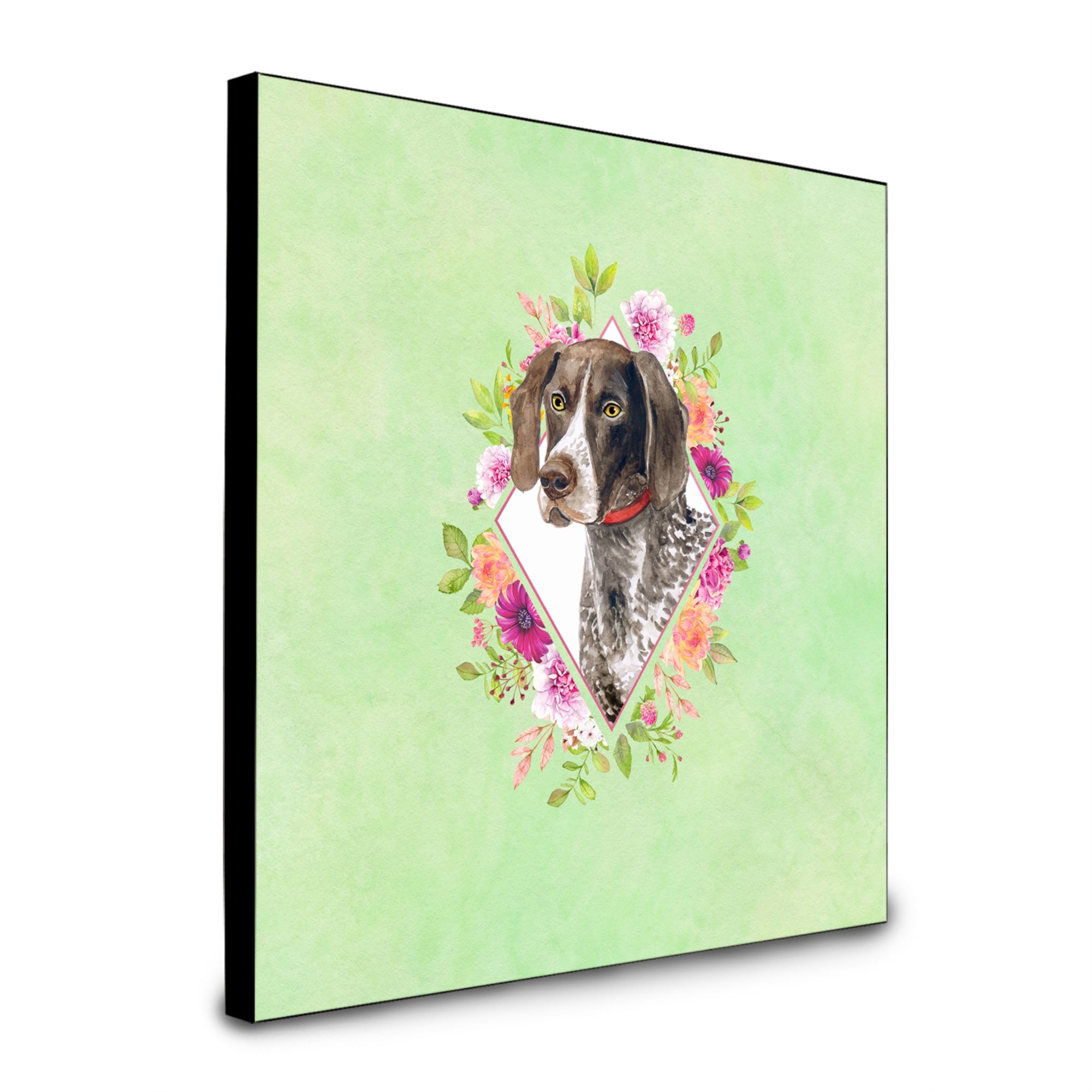 Caroline'S Treasures German Shorthaired Pointer Green Flowers Artwork Panel Wall-Decor, Multicolor