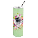 Caroline'S Treasures Moscow Watchdog Green Flowers Double Walled Stainless Steel 20 Oz Skinny Travel-Insulated-Tumblers, Multi