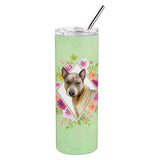 Caroline'S Treasures Thai Ridgeback Green Flowers Double Walled Stainless Steel 20 Oz Skinny Travel-Insulated-Tumblers, Multic