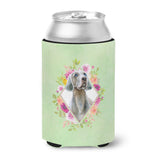 Caroline'S Treasures Ck4351Cc Weimaraner Green Flowers Can Or Bottle Hugger Cold-Beverage-Koozies, 12 Oz, Multicolor