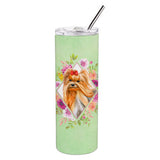 Caroline'S Treasures Yorkshire Terrier #2 Green Flowers Double Walled Stainless Steel 20 Oz Skinny Travel-Insulated-Tumblers,
