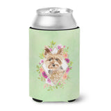 Caroline'S Treasures Ck4357Cc Yorkie Green Flowers Can Or Bottle Hugger Cold-Beverage-Koozies, 12 Oz, Multicolor