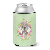 Caroline'S Treasures Ck4365Cc Weimaraner Green Flowers Can Or Bottle Hugger Cold-Beverage-Koozies, 12 Oz, Multicolor