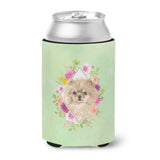 Caroline'S Treasures Ck4379Cc Pomeranian Green Flowers Can Or Bottle Hugger Cold-Beverage-Koozies, 12 Oz, Multicolor