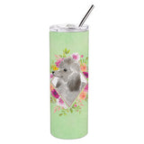 Caroline'S Treasures Grey Standard Poodle Green Flowers Double Walled Stainless Steel 20 Oz Skinny Travel-Insulated-Tumblers,