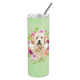 Caroline'S Treasures Goldendoodle Green Flowers Double Walled Stainless Steel 20 Oz Skinny Travel-Insulated-Tumblers, Multicol