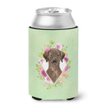 Caroline'S Treasures Ck4411Cc Chocolate Labrador Green Flowers Can Or Bottle Hugger Cold-Beverage-Koozies, 12 Oz, Multicolor