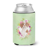 Caroline'S Treasures Ck4414Cc Brittany Spaniel Green Flowers Can Or Bottle Hugger Cold-Beverage-Koozies, 12 Oz, Multicolor