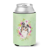 Caroline'S Treasures Ck4427Cc Australian Shepherd Green Flowers Can Or Bottle Hugger Cold-Beverage-Koozies, 12 Oz, Multicolor,