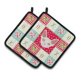 Caroline'S Treasures Ck5110Pthd Devon Rex Cat Love Pair Of Pot Holders Potholders, Multicolor